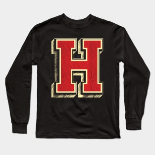 Authentic Vintage Letter H ✪ Retro Type Calligraphy Gift Idea for sports teams Long Sleeve T-Shirt